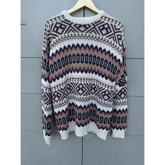 Compagnie Generale Aeropostale Vintage Nordic Pattern Cotton Grandpa Sweater L - Picture 6 of 7